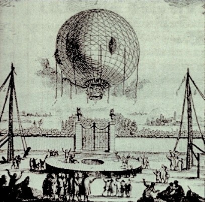 Incisione del 1784 raffigurante il volo di Paolo Andreani