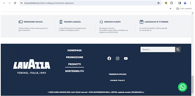 Schermata del sito web ingannevole.